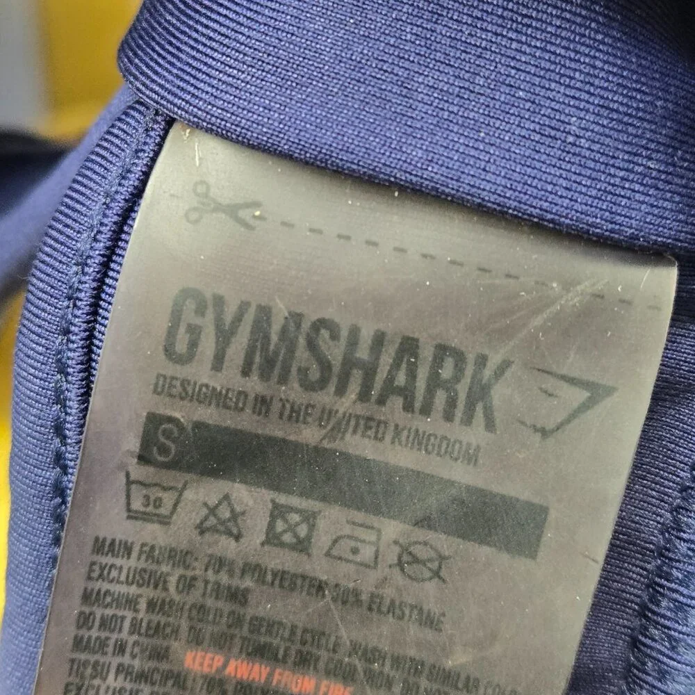 Gymshark Women Sports Bra‎ Small Navy Blue Wireless One Shoulder Pullover
